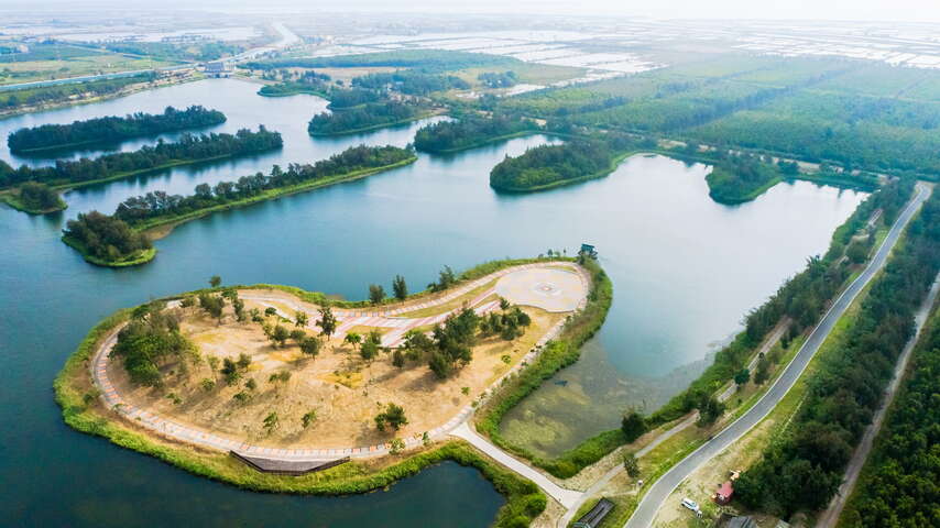 Complete aerial view of Yiwu Detention Pond