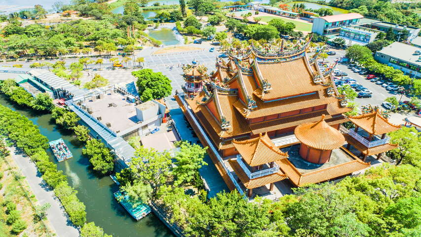 Bird’s eye view of Sicao Green Tunnel with Temple