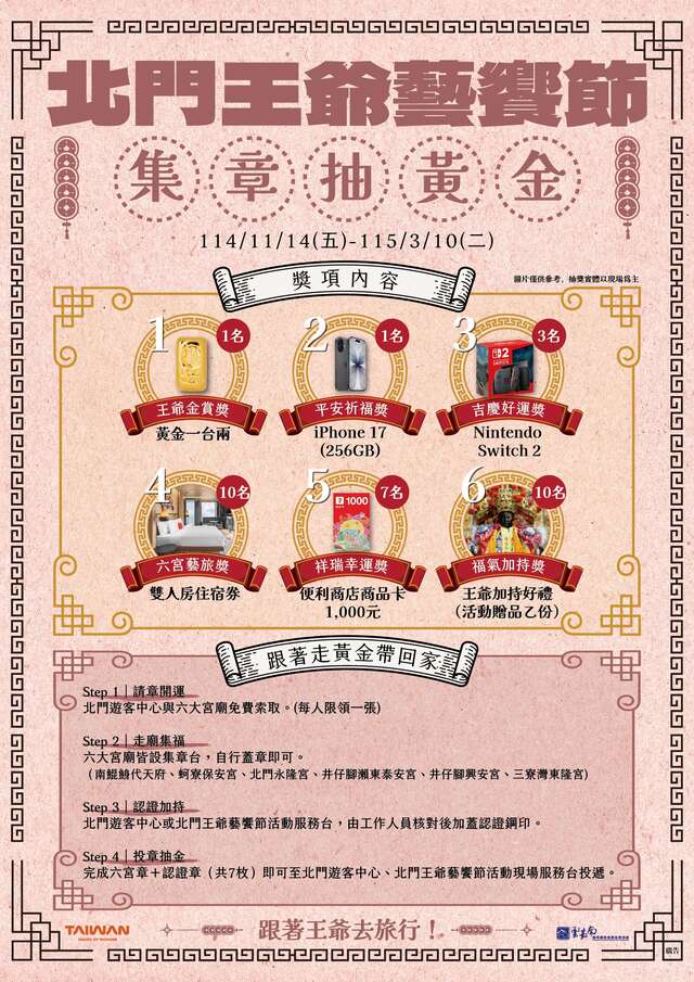 「北門王爺藝饗節集章遊」活動海報