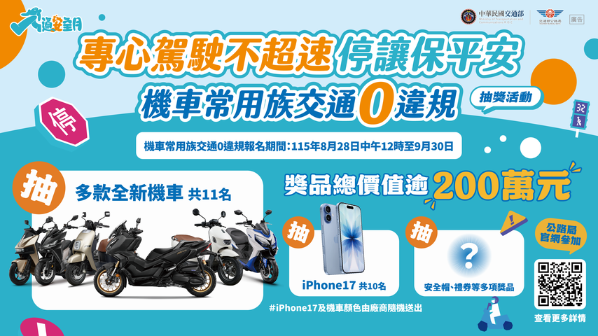 第1則8月31日-機車常用族交通零違規抽獎活動